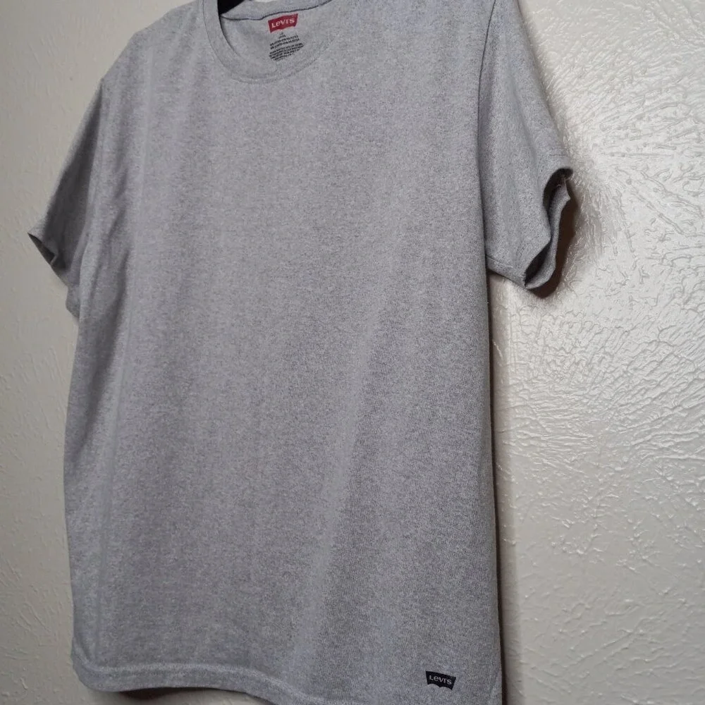 Levis Mens Heather Grey Short Sleeve Crewneck T-Shirt Large Cotton‎ Blend Basic